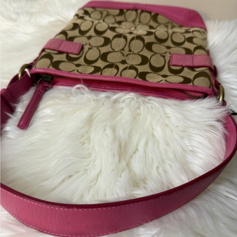 Coach Pink and Brown Signature Shoulder Bag - Picture 12 of 12